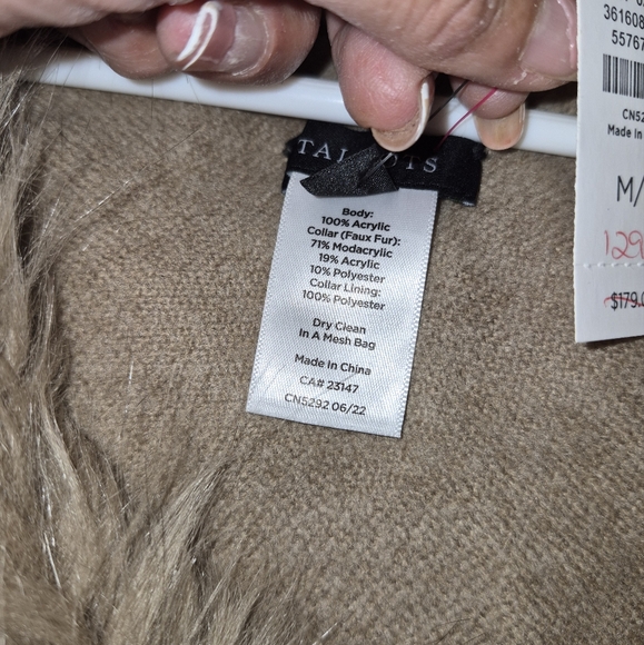 Talbots Fur Collar Ruana Cape Sz M/L NWT - Picture 8 of 10